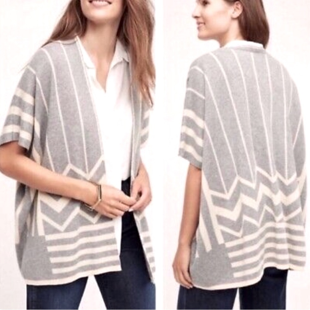 Anthropologie Open-Front Cardigan Boxy Oversized Size XS